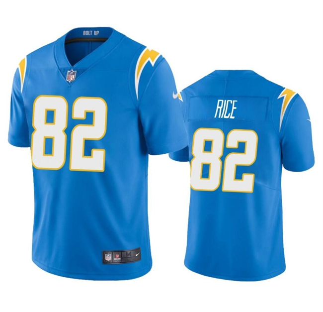 Men's Los Angeles Chargers #82 Brenden Rice Light Blue 2024 Draft Vapor Limited Stitched Football Jersey